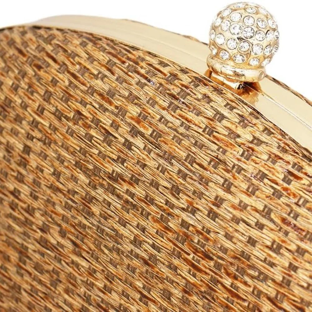 Straw Clutch Purse for Women Handwoven Wicker Evening Bag Crossbody Party